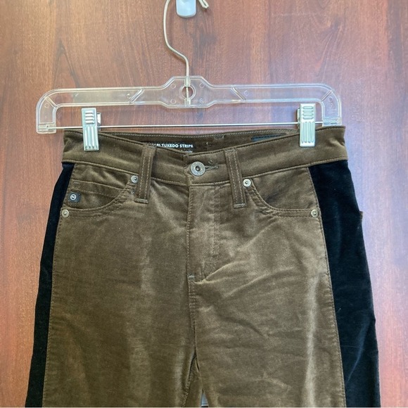 ADRIANO GOLDSCMIED Mari Tuxedo Stripe Jeans Brown Velvet Size 25 - Picture 3 of 8